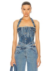 Monse Halter Denim Bustier Top