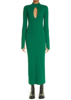 MONSE Keyhole Rib Body-Con Sweater Dress in Grass at Nordstrom
