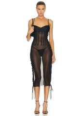 Monse Mesh Slip Lacing Detail Dress