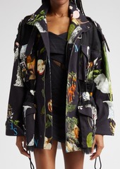 MONSE Mixed Print Stretch Cotton Cargo Jacket