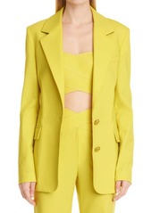 MONSE Oversize Stretch Wool Blazer in Lime at Nordstrom