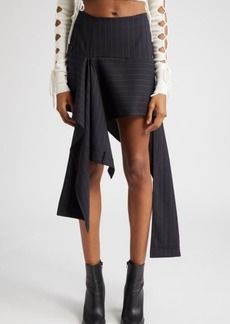 MONSE Pinstripe Deconstructed Trouser Stretch Wool Skirt