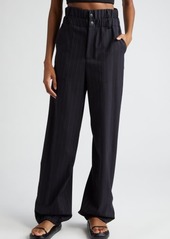 MONSE Pinstripe Double Waistband Zip Hem Stretch Virgin Wool Pants