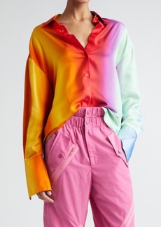 MONSE Rainbow Blur Cowl Back Silk Shirt
