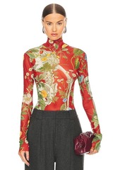 Monse Skeleton Floral Mesh Top