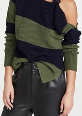 Monse Stripe Buckle Shoulder Sweater