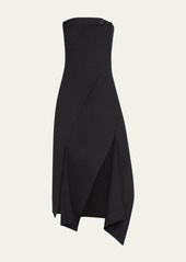 Monse Twisted Suiting Strapless Handkerchief Wool Midi Dress