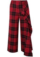 Monse Woman Cropped Checked Wool Wide-leg Pants Red