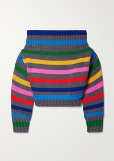 Monse Off-the-shoulder Striped Merino Wool Sweater