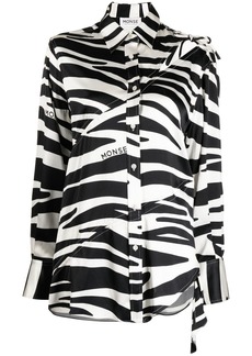 Monse zebra-print slashed-detail silk shirt