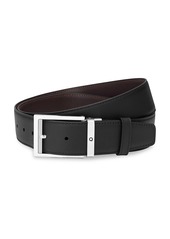 Montblanc Adjustable & Reversible Rectangle Buckle Leather Belt