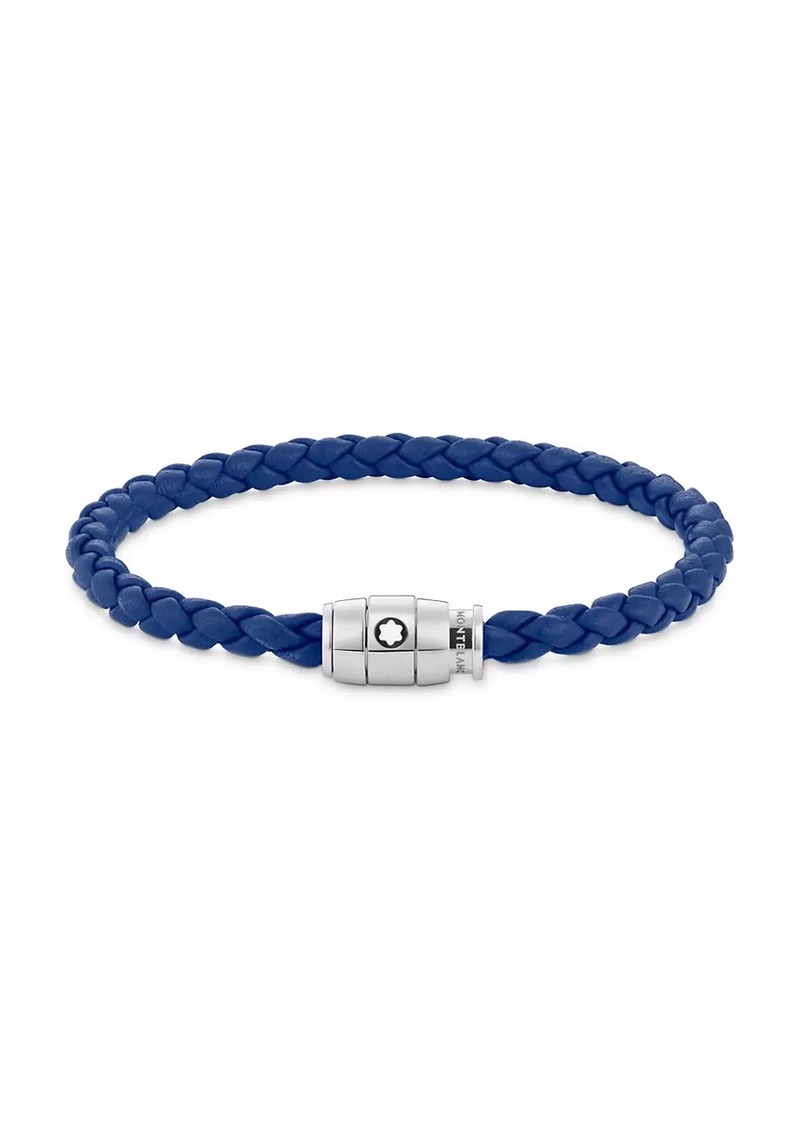 Montblanc Braided Leather Logo Bracelet