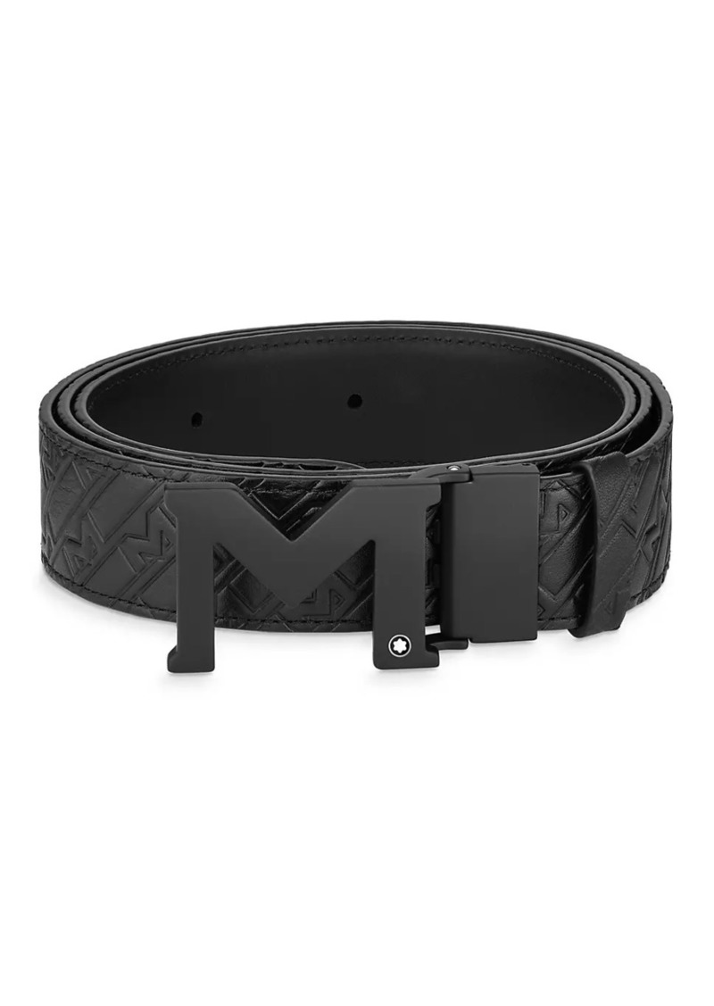 Montblanc M Rubberized Buckle Reversible Leather Belt