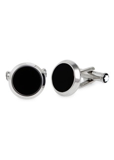 Montblanc Onyx Cuff Links in Stainless Steel at Nordstrom