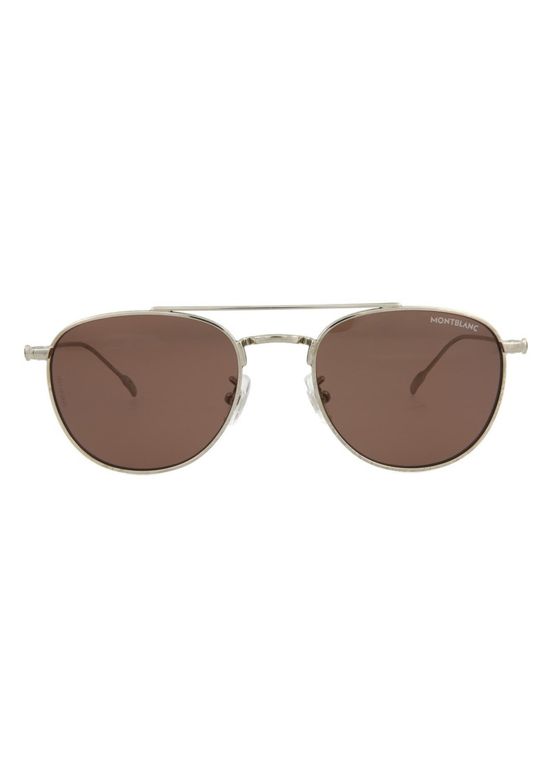 Montblanc 53mm Pilot Sunglasses in Silver Silver Brown at Nordstrom Rack