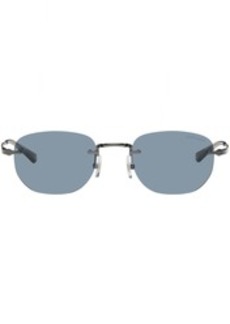 Montblanc Gunmetal & Blue Rectangular Sunglasses