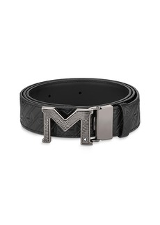 Montblanc M Buckle Reversible Embossed Leather Belt