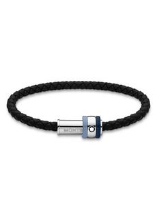 Montblanc Men's 1858 Ice Sea Braided Leather Bracelet in Blue at Nordstrom