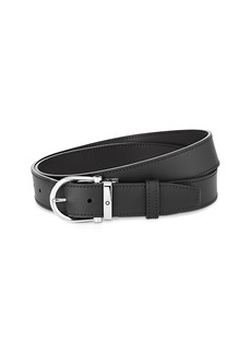 Montblanc Men's Horseshoe Stainless Steel Reversible Leather Belt