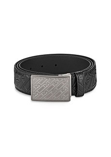 Montblanc Plate Buckle Embossed Leather Belt