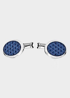 MONTBLANC SILVER AND BLUE METAL CUFFLINKS