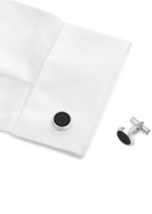 Montblanc Round Stainless Steel & Carbon Cufflinks