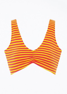 Montce Kim Ruched Variation Bikini Top In Neon Stripe