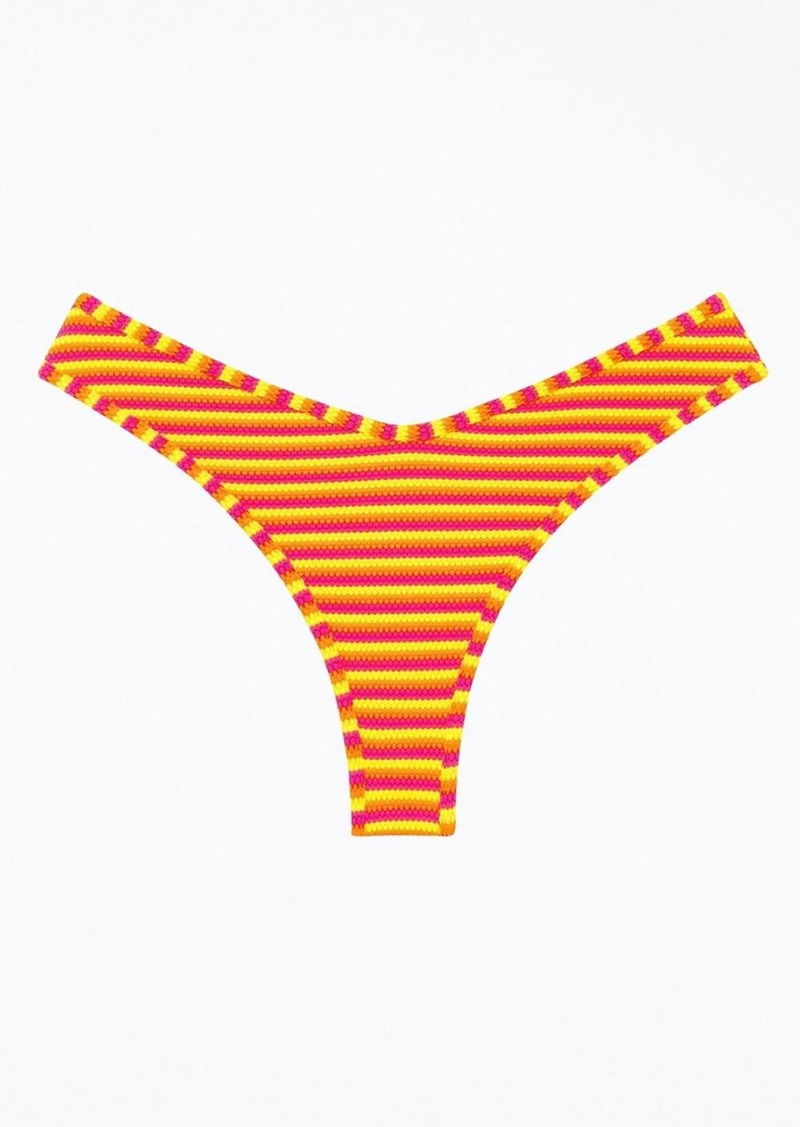 Montce Lulu High-Leg Bikini Bottom In Neon Stripe