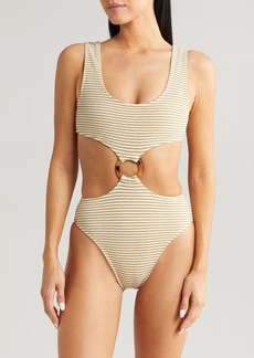 MONTCE Neutral Stripe Cutout One-Piece Swimsuit at Nordstrom