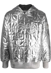 Moose Knuckles logo-plaque metallic-finish hoodie