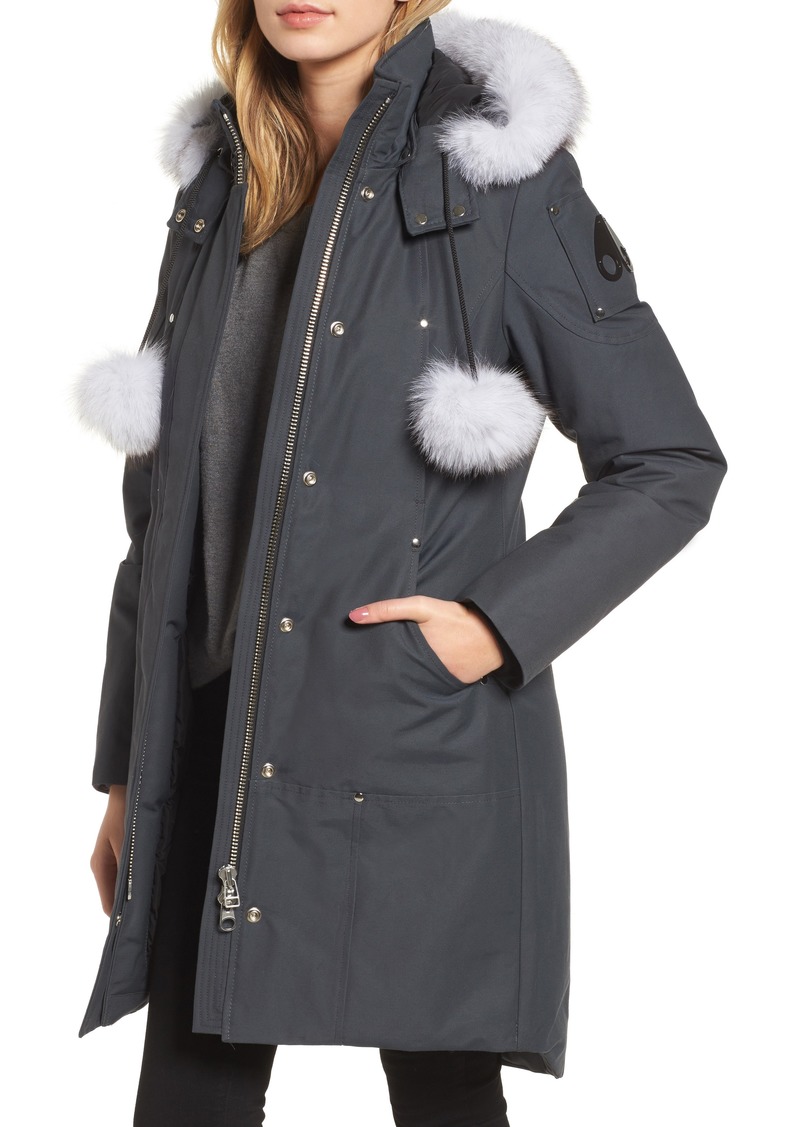 genuine fox fur trim down parka