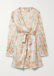 Morgan Lane Larsen Belted Printed Silk-blend Satin Robe