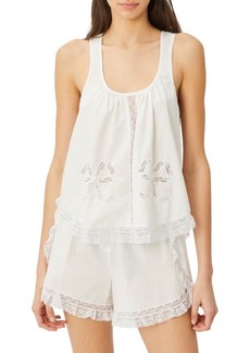 Morgan Lane Maebelle Lace Inset Pajama Tank in Chalk at Nordstrom