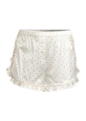 Morgan Lane Polka Dot Lace-Trim Silk-Blend Pajama Shorts