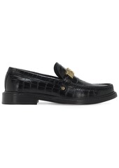 Moschino 25mm Logo Croc Embossed Leather Loafers