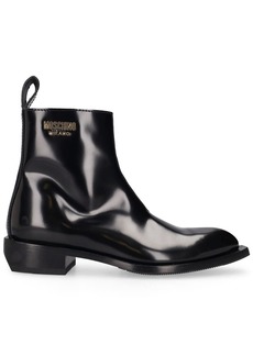 Moschino 40mm Texas Brushed Leather Boots