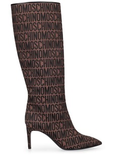 Moschino 75mm Logo Jacquard Tall Boots