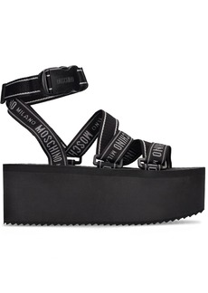 Moschino 80mm Nylon Platform Wedge Sandals