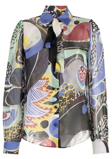 Moschino abstract-pattern pussybow blouse
