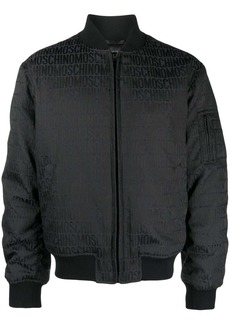 Moschino all-over-logo-print cotton bomber jacket