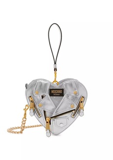 Moschino Biker Heart Metallic Leather Bag