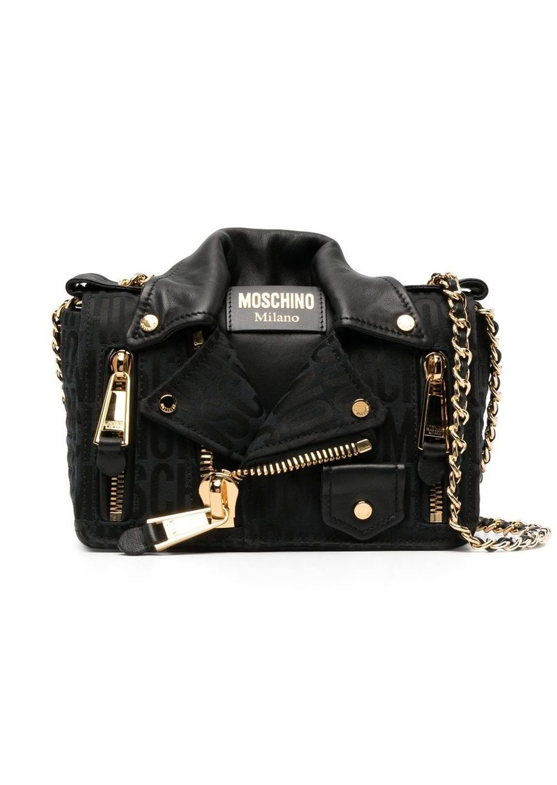 Moschino Biker logo-jacquard shoulder bag