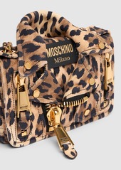 Moschino Biker Printed Suede Shoulder Bag