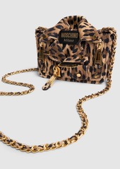 Moschino Biker Printed Suede Shoulder Bag