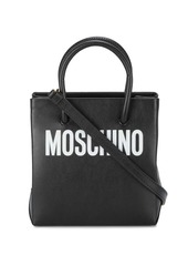 Moschino Black logo print leather tote bag
