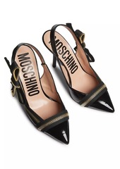 Moschino Bow Zip 110MM Leather Slingback Heels