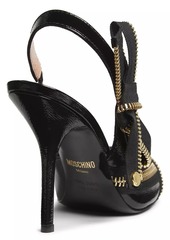 Moschino Bow Zip 110MM Leather Slingback Heels