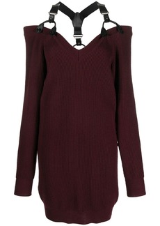Moschino braces-detail knitted wool dress