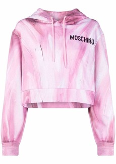 Moschino brushstroke-print cropped hoodie