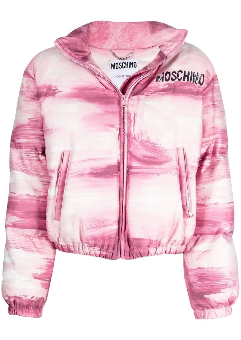 Moschino brushstroke-print puffer jacket